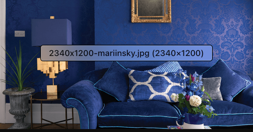 Blue room with blue sofa